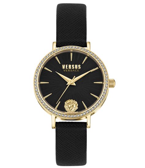 Versus Versace Women's Mar Vista Black Leather Strap Watch 